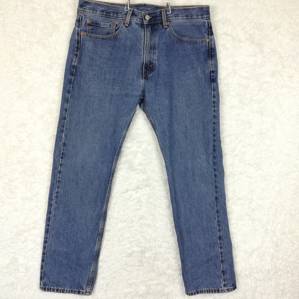 Levi's Mens Jeans 505 Straight Leg Blue Denim Medium Wash Regular Fit 35x32